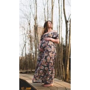 jessica simpson maternity floral off shoulder maxi